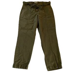 Maison d'Amelie Women’s Size XL Ankle Pants Olive Green Pockets Tencel Belt